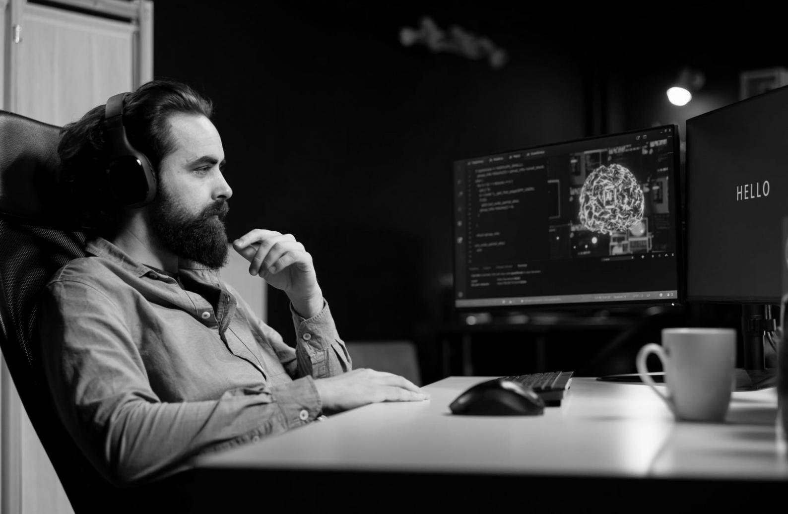 Developer analyzing code coverage metrics and test reports